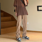 Men Jeans Brown Coffee Color Jeans Zipper Split Bootcut Trousers
